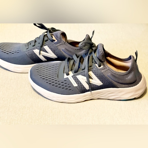 New Balance® Fresh Foam Sport v2; Color:Ocean Grey/Logwood/Silver - Picture 2 of 4